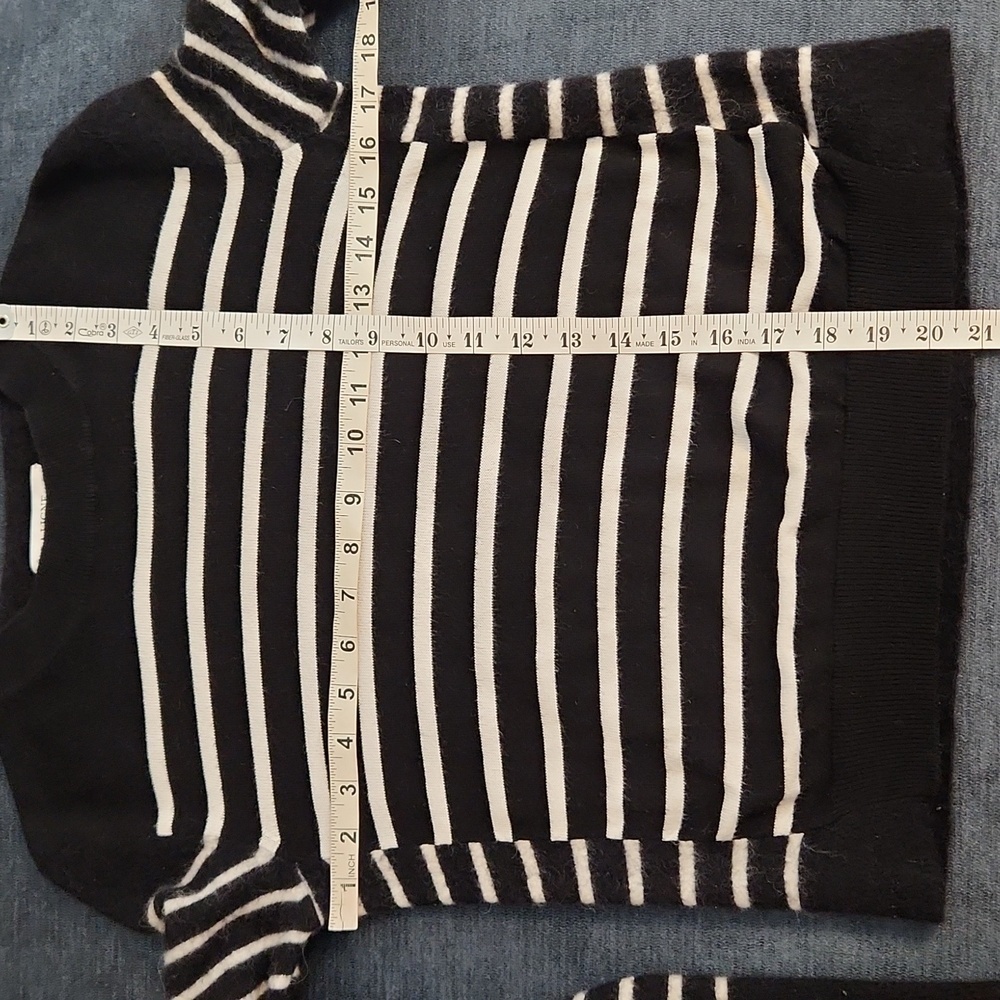 La Ligne Made In Italy Black and White Mixed Striped Crew Neck Sweater sz S - Picture 7 of 16